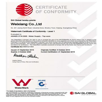 watermark certificate of tapware for home container house