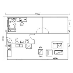 30ft folding expandable container house with 2 bedrooms