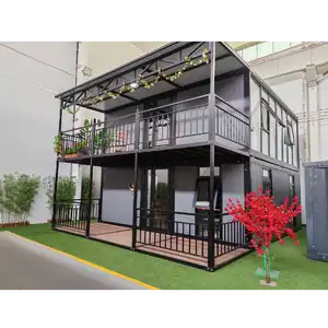 for small resorts luxury 2-story expandable container house has upper bedrooms lower lounges modern and space-saving
